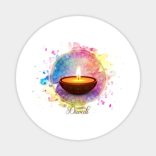 Colorful Watercolor Diwali Deepa Magnet